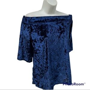 Blue Velvet off the shoulders unbranded L-XL Never Worn